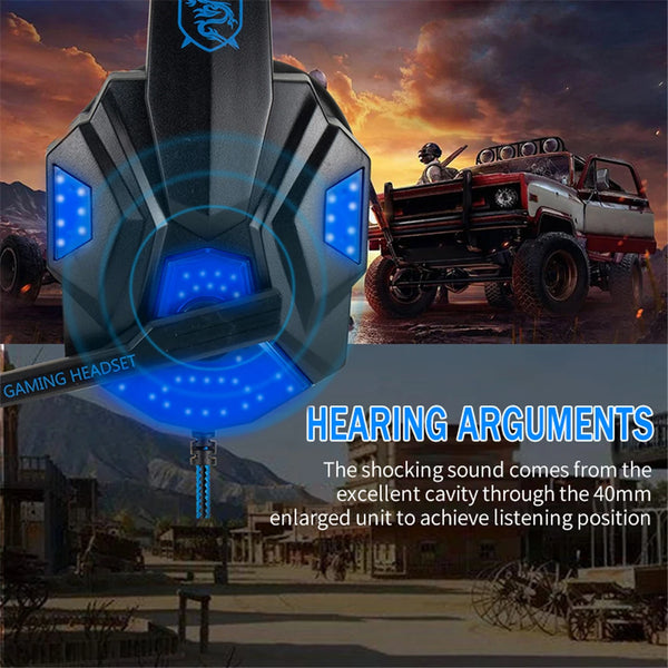 LED Light Microphone Noise Cancelling Deep Bass Gaming Headset