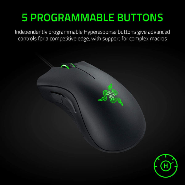 Deathadder Essential Ergonomic Wired Gaming Mouse, Black